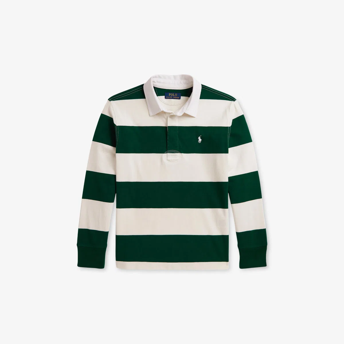 Полосатая хлопковая регбийная рубашка для мальчиков Polo Ralph Lauren, зеленый