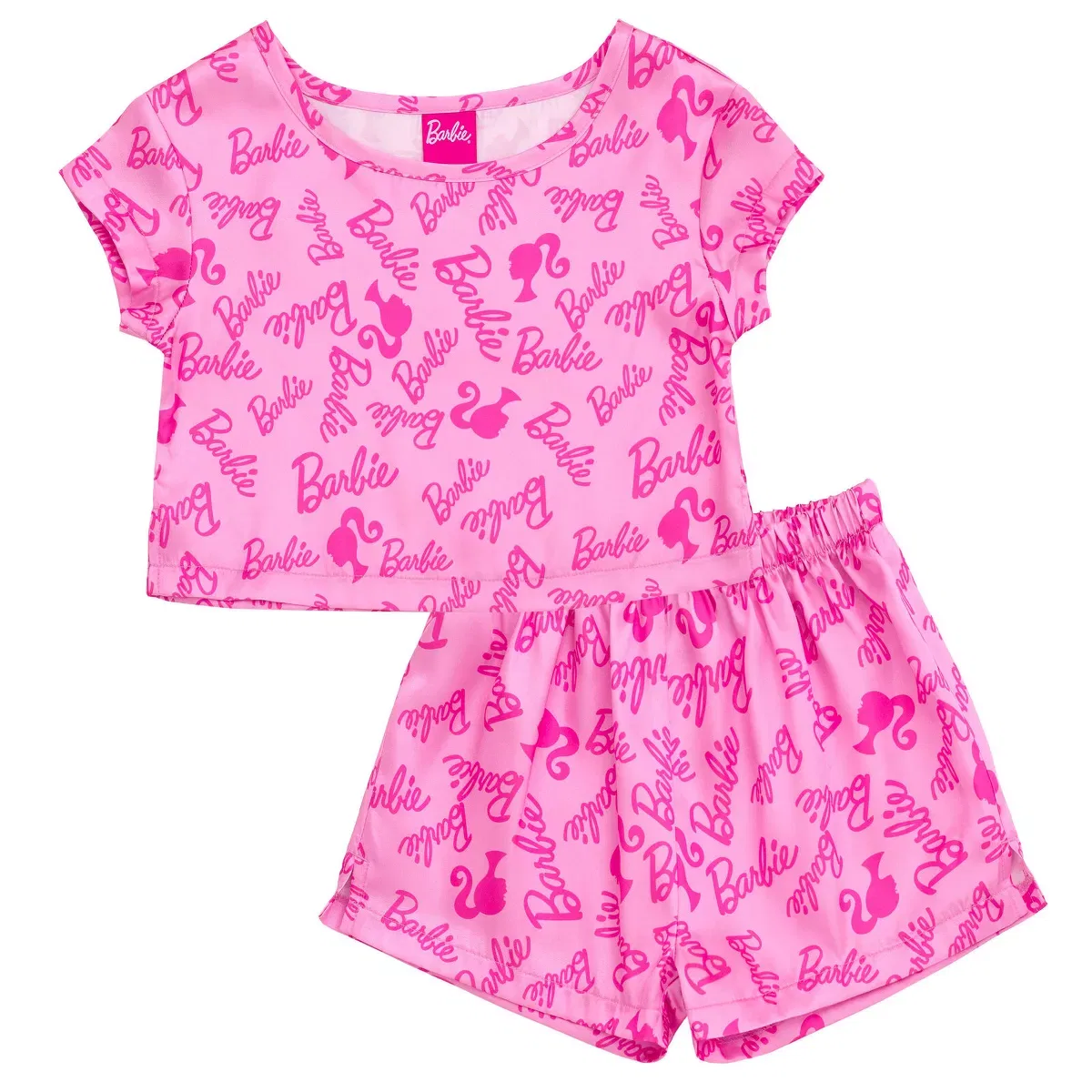 Детский комплект пижамы для девочек с принтом Barbie Lounge, Barbie, Pink