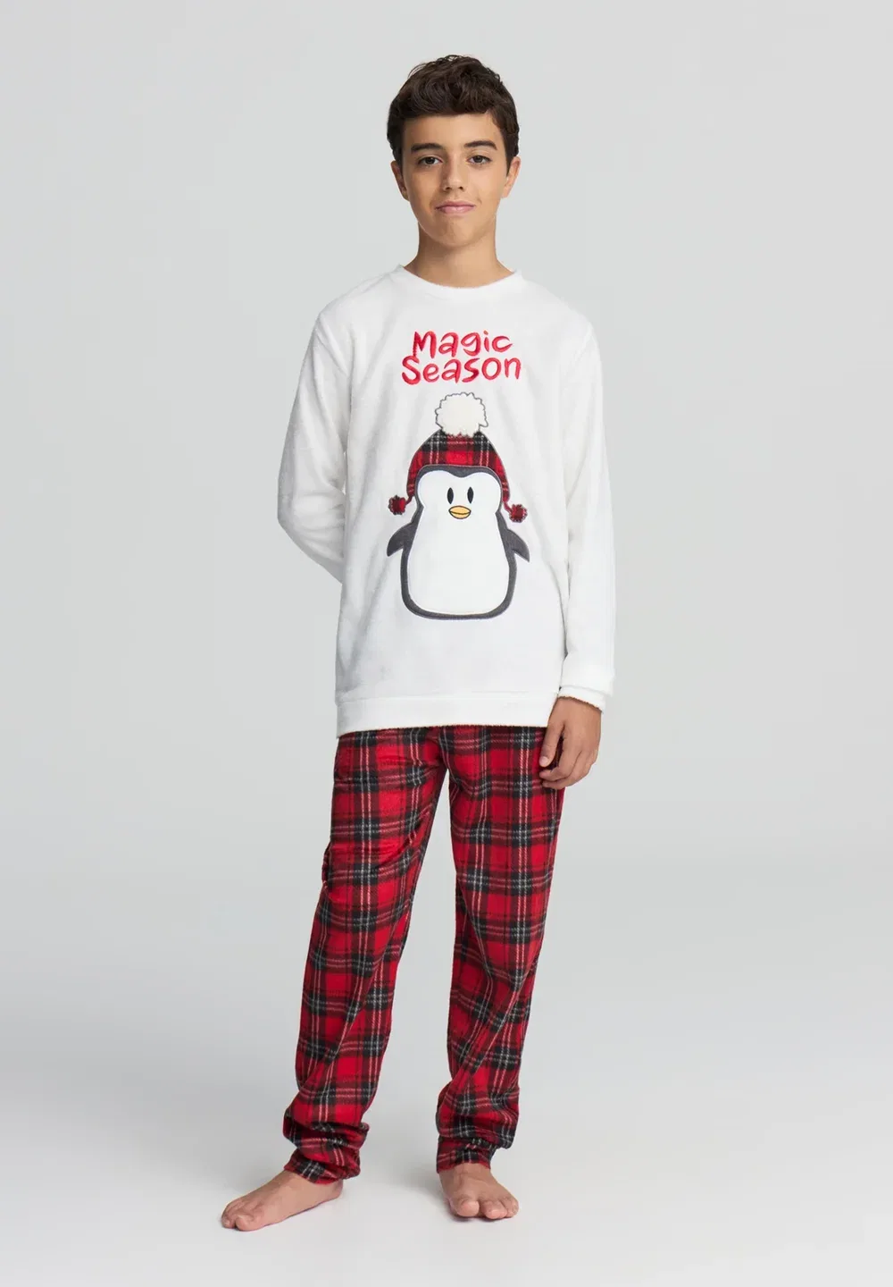 Комплект Con pinguino ea Quadri - пижамный комплект Terranova, Bianco Lana
