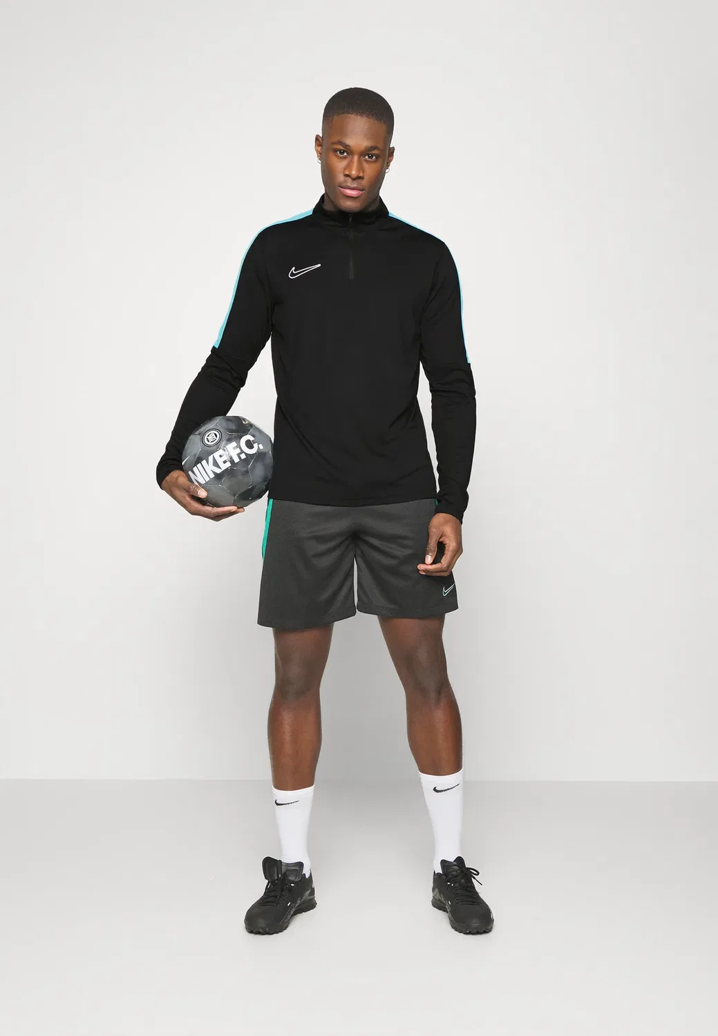 Академическая тренировочная футболка - футболка с длинными рукавами Nike Performance, Black/Baltic Blue/White