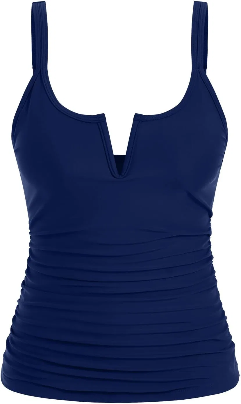 Женский слитный купальник Tankini с V-образным вырезом, Navy — фото 3