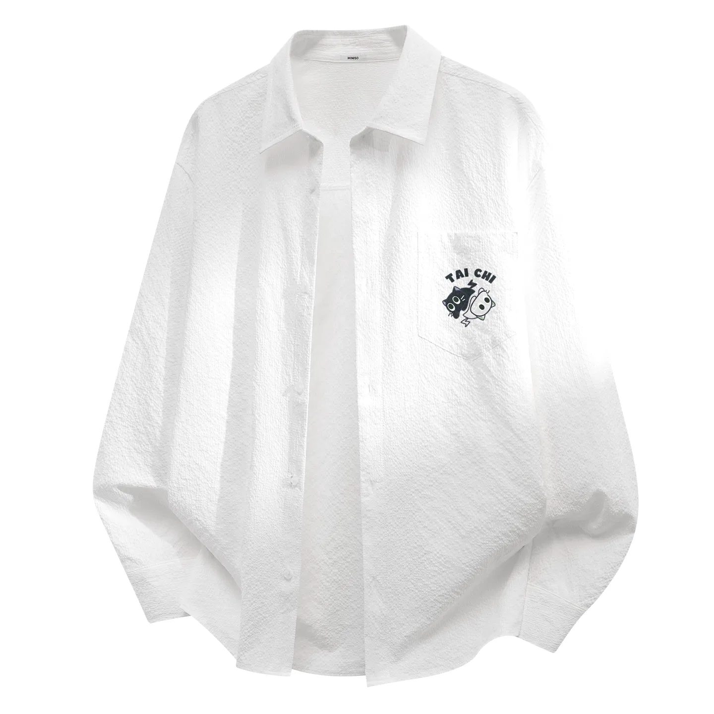 Детская рубашка с отложным воротником MINISO, Black Tai Chi Cat Chest Logo, Black — фото 3