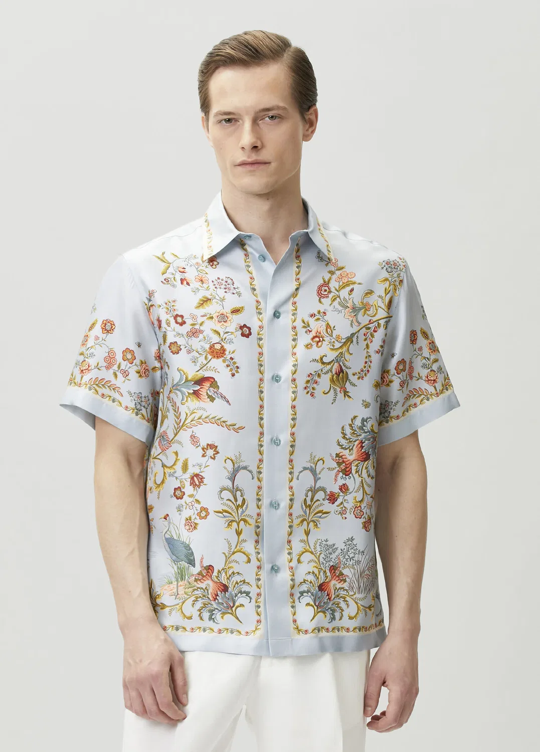 Рубашка Etro с рисунком, светло-голубая