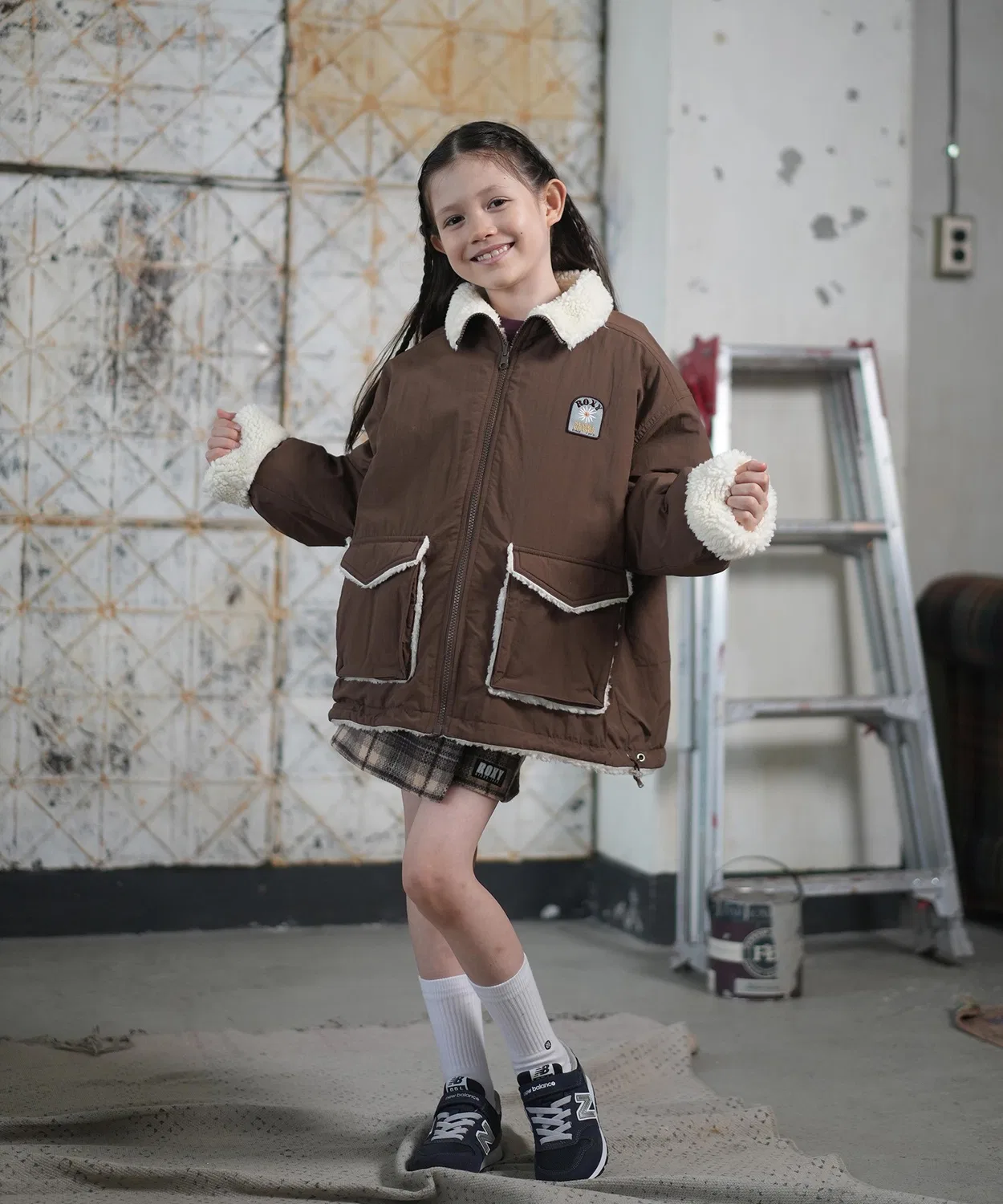 Детская куртка без капюшона с водоотталкивающей пропиткой MINI CHEER UP ROXY, Khaki — фото 4