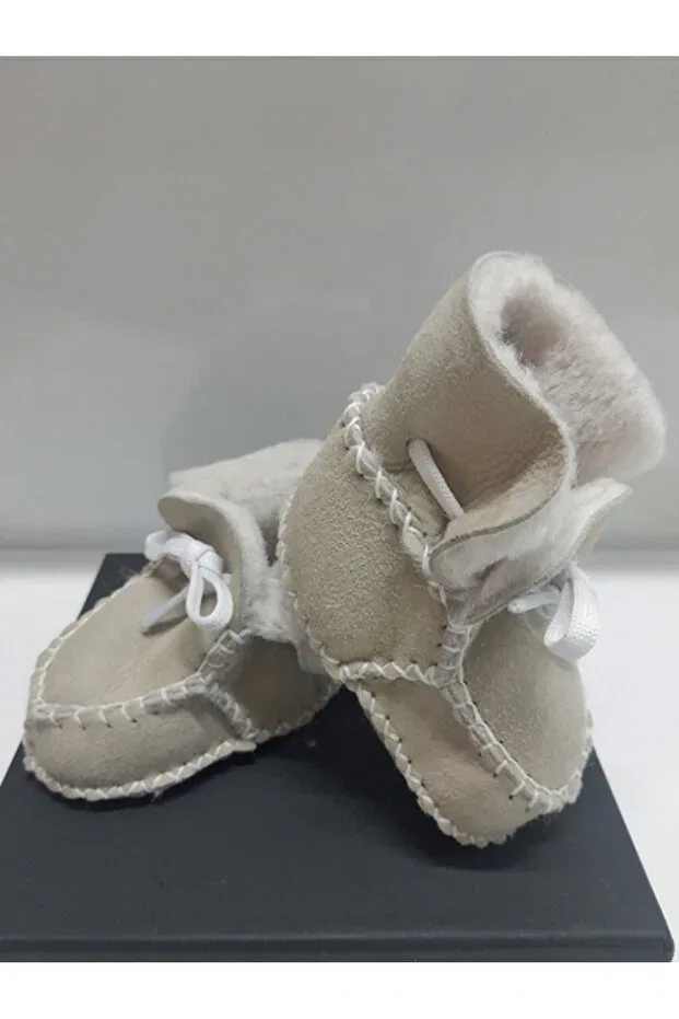 Детские ботинки для девочек из натуральной кожи на шнуровке Tuğbiş, Beige