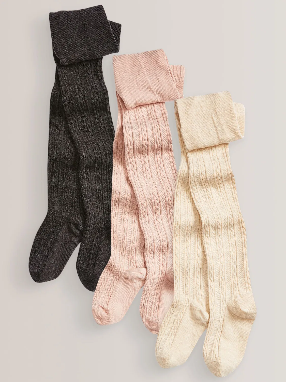 Колготки хлопковые кабель 3 пачки Next, цвет Charcoal Grey/Pink/Cream