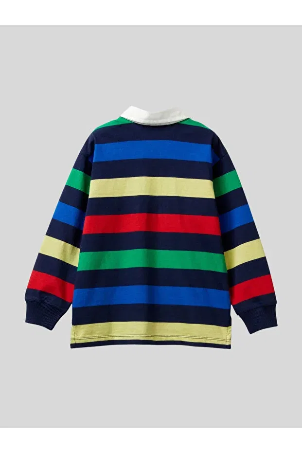 Детские свитшот для мальчиков поло с принтом Benetton, Navy Blue — фото 3