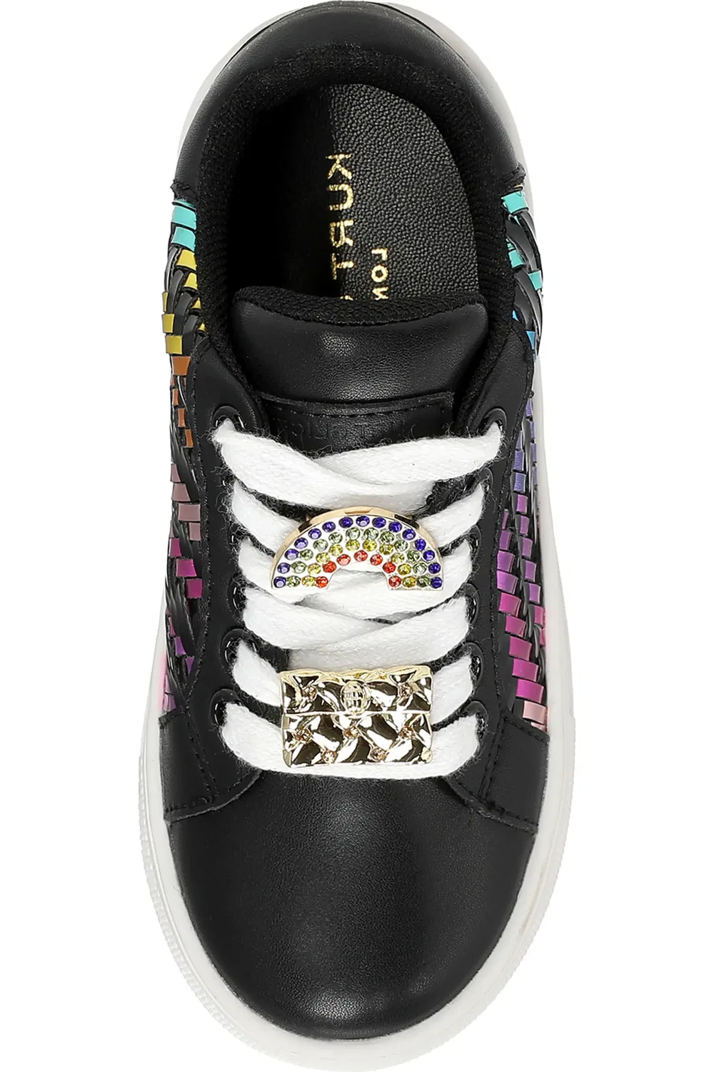Детские кроссовки на платформе с металлическим переливом Mini Laney Weave Kurt Geiger London, Black Multi — фото 4