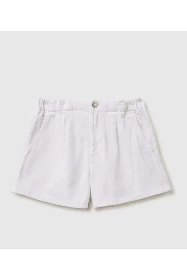Детские шорты для девочек хлопковые с эластичным поясом United Colors Of Benetton, White