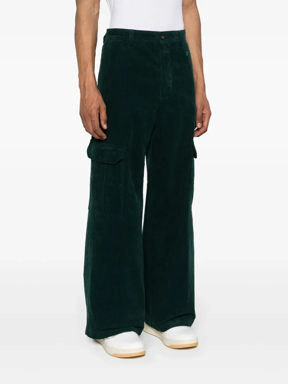 Вельветовые брюки карго Acne Studios, зеленый — фото 4