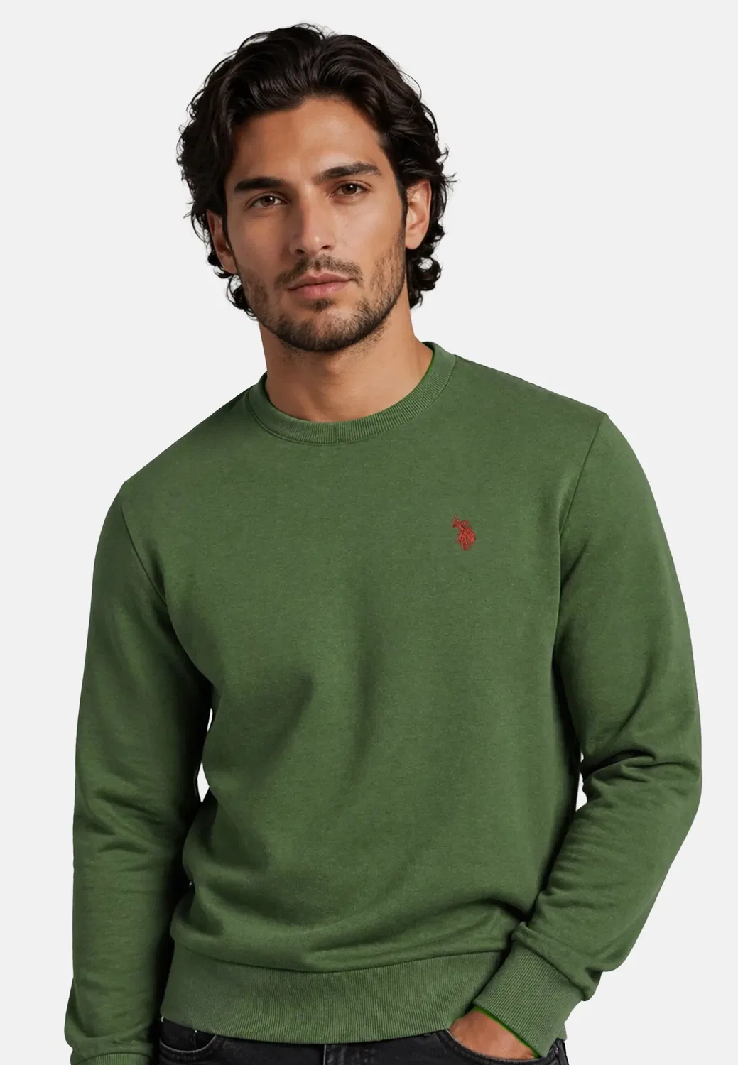 Мужской свитер с круглым вырезом USJaxxon U.S. Polo Assn., Olive-Rust