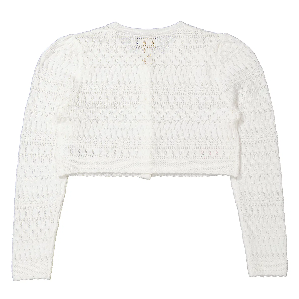 Кардиган укороченный с ажурным узором Kids Cropped Knitted Cardigan Polo Ralph Lauren, White — фото 2