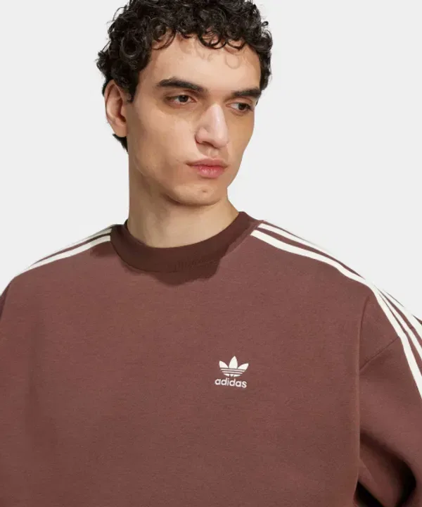 Свитшот оверсайз Adidas, коричневый/белый — фото 3