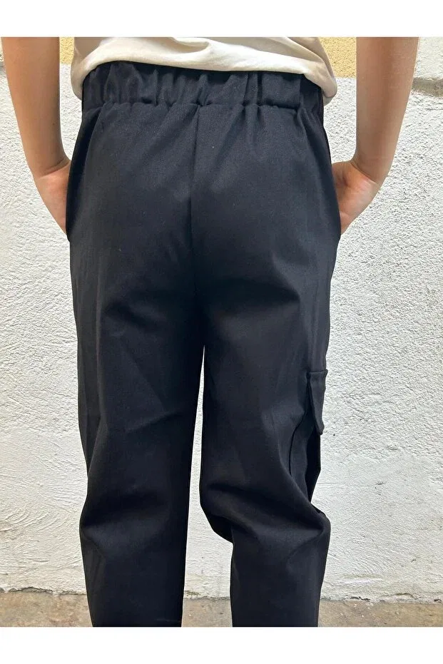 Детские спортивные брюки для девочек льняные Terry, Black — фото 3