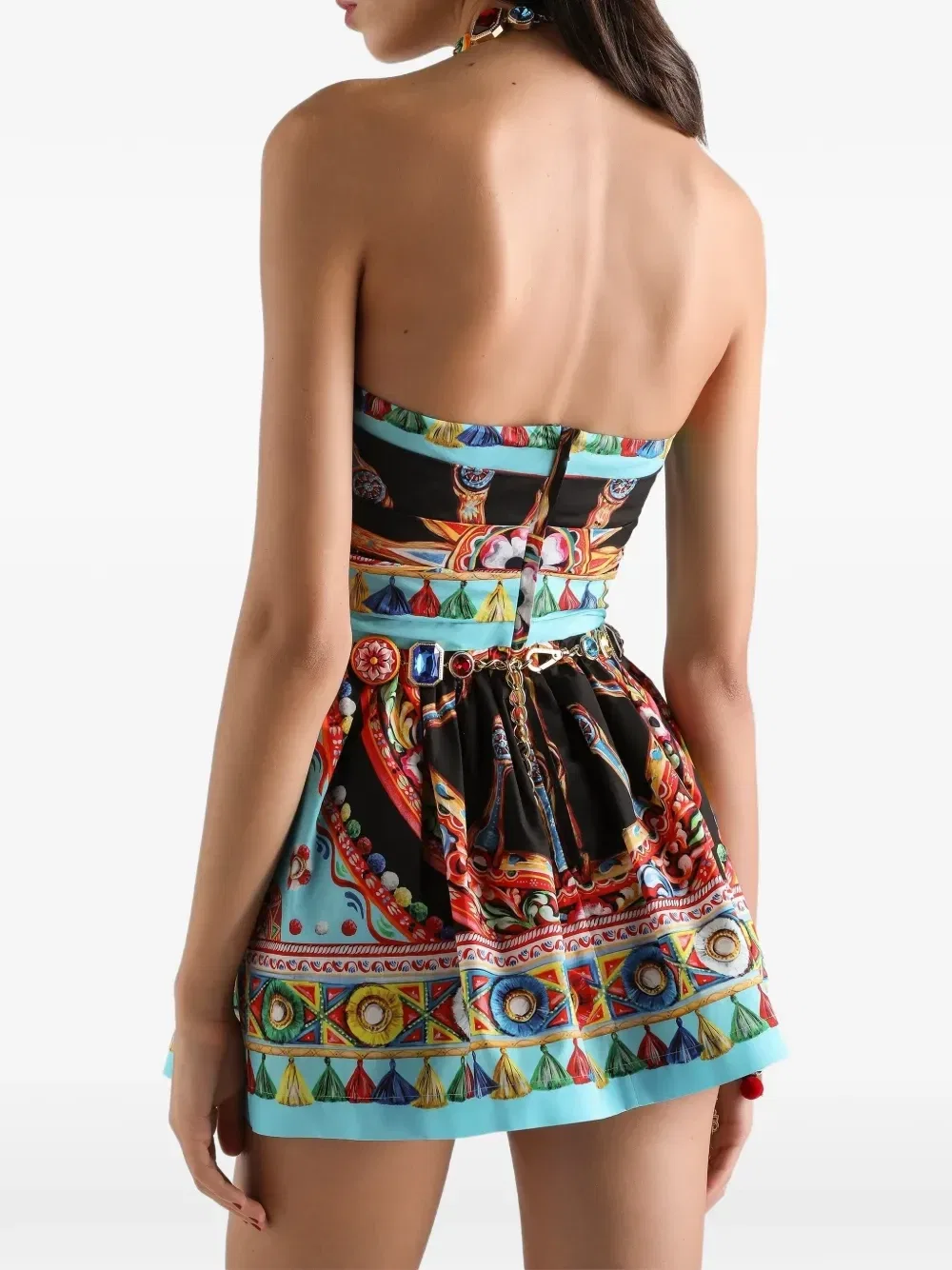 Поплиновое платье с принтом Carretto Dolce & Gabbana, черный — фото 4