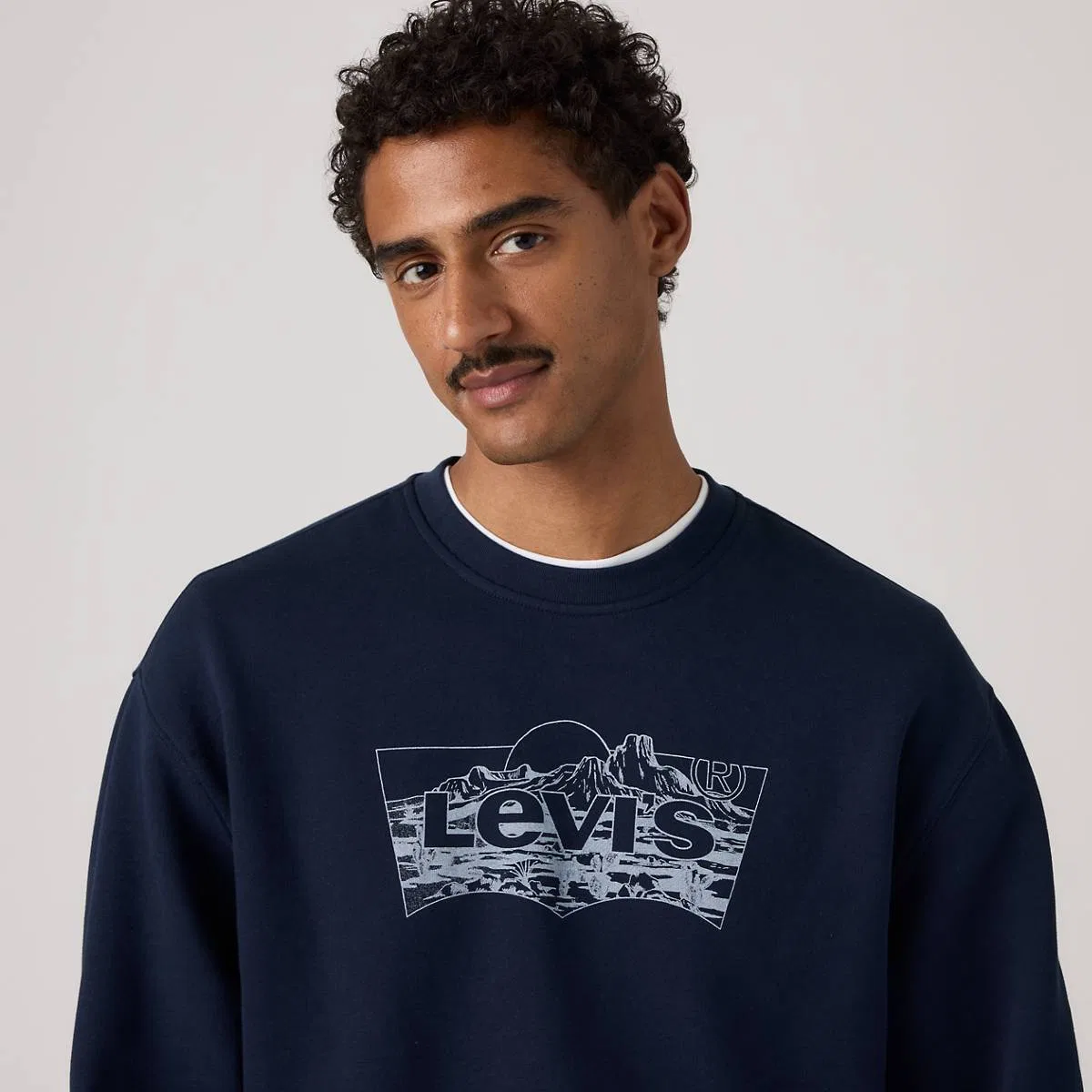 Свободная толстовка с графическим принтом и круглым вырезом Levi's, Desert Navy Blazer - Blue — фото 2