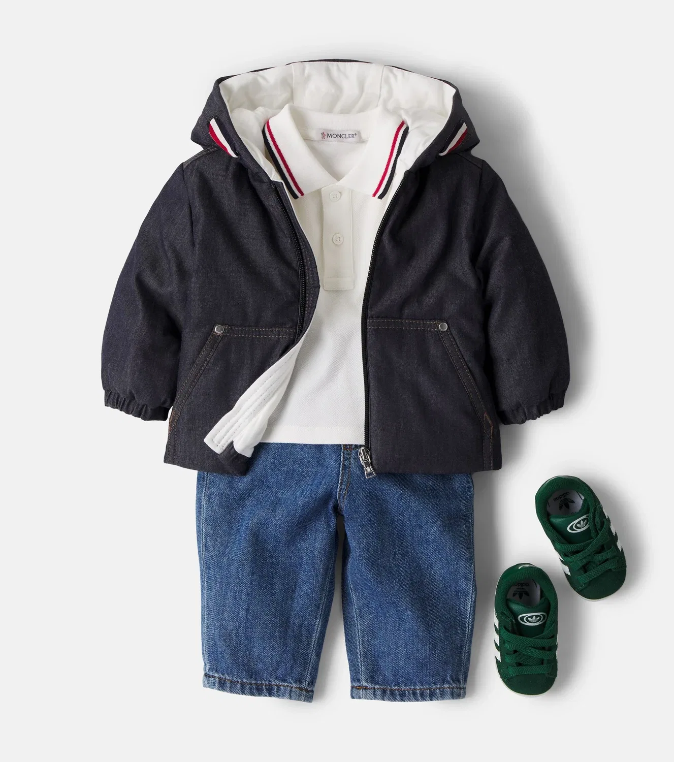 Куртка джинсовая с наполнителем из пуха Baby Alaric Moncler Enfant, синий — фото 2