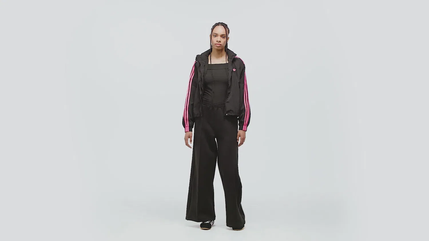 Женская футболка с банджи-воротником и принтом Adidas Originals, Black — фото 2