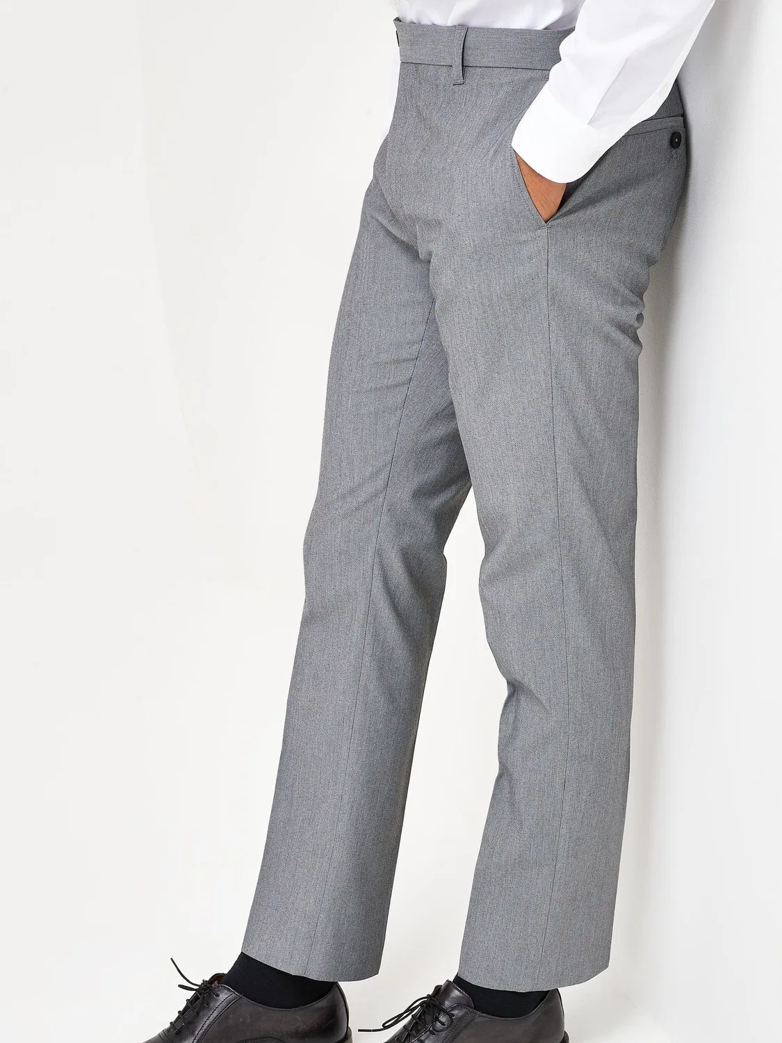 Брюки, slim fit, Light Grey Next, светло-серые — фото 3