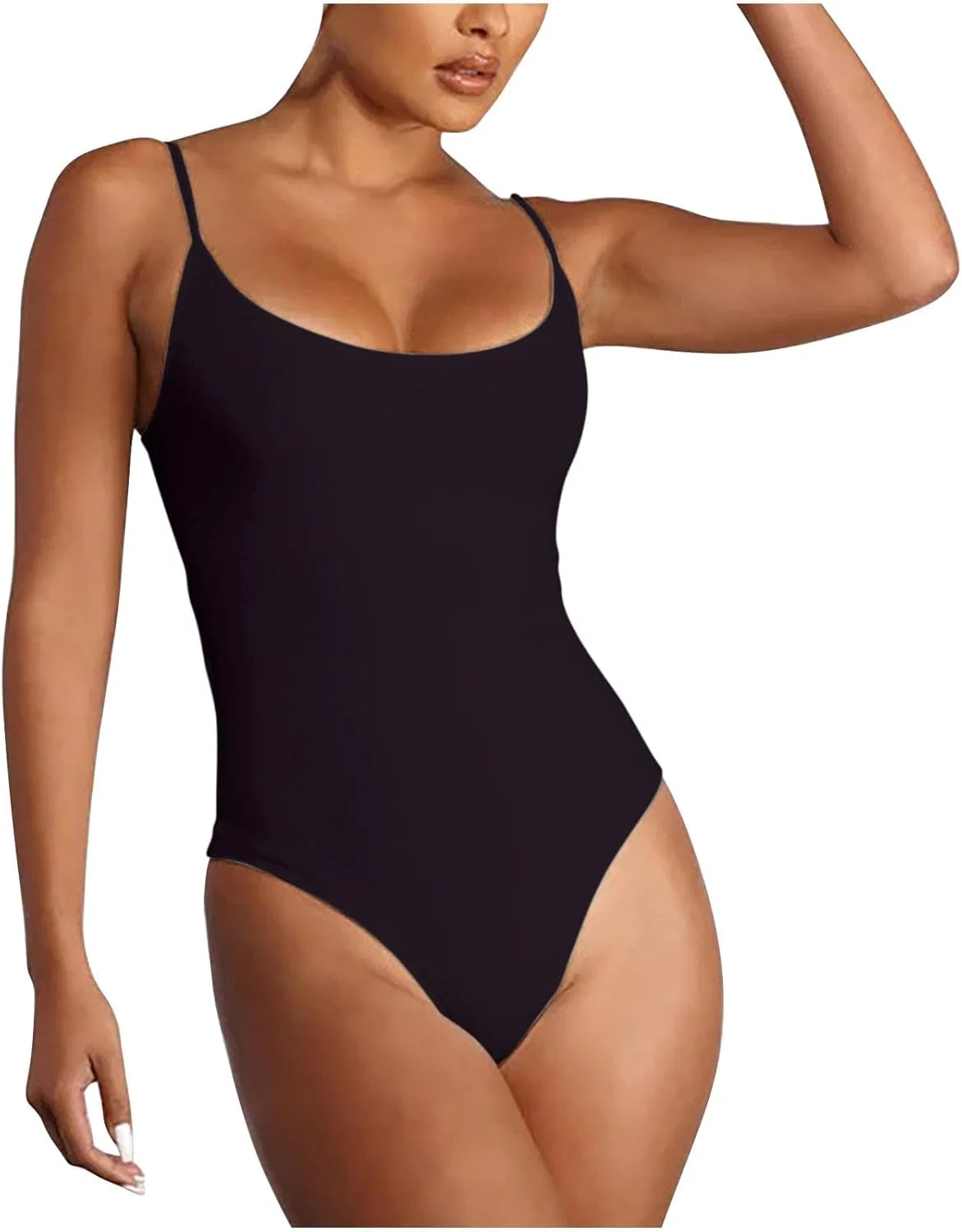 Женский цельнокроеный купальник V-образным вырезом Plus Size Shiyingl, Black