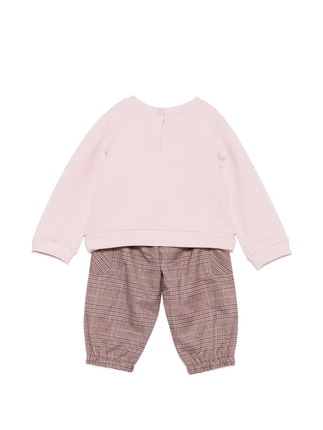 Комплект из топа с нашивкой и брюк в клетку Liu Jo Kids, розовый — фото 2
