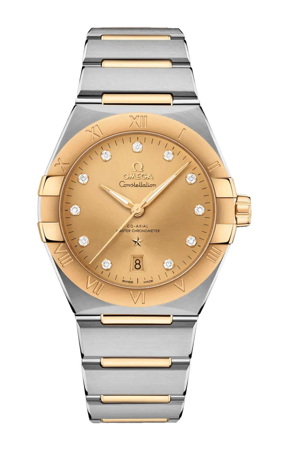 

Часы Omega Constellation co-axial master chronometer с желтым золотом 39 мм