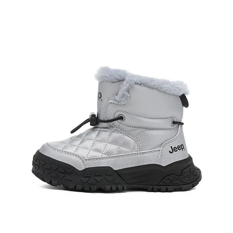 Детские зимние ботинки Kids Jeep, Star Diamond Silver/Phantom Black[Thickened and Fleece-Lined-Warmth Locking]