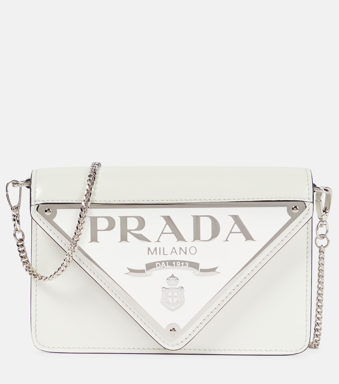 

Миниатюрная кожаная сумка-кроссбоди Triangle Prada, Bianco N