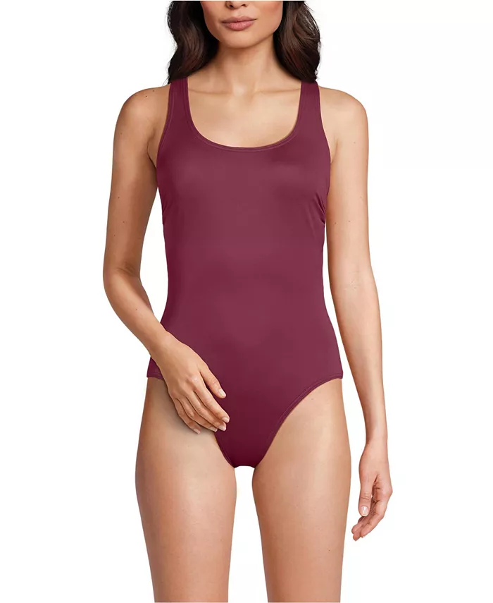 

Женский слитный купальник Tugless X-Back Lands' End, красный