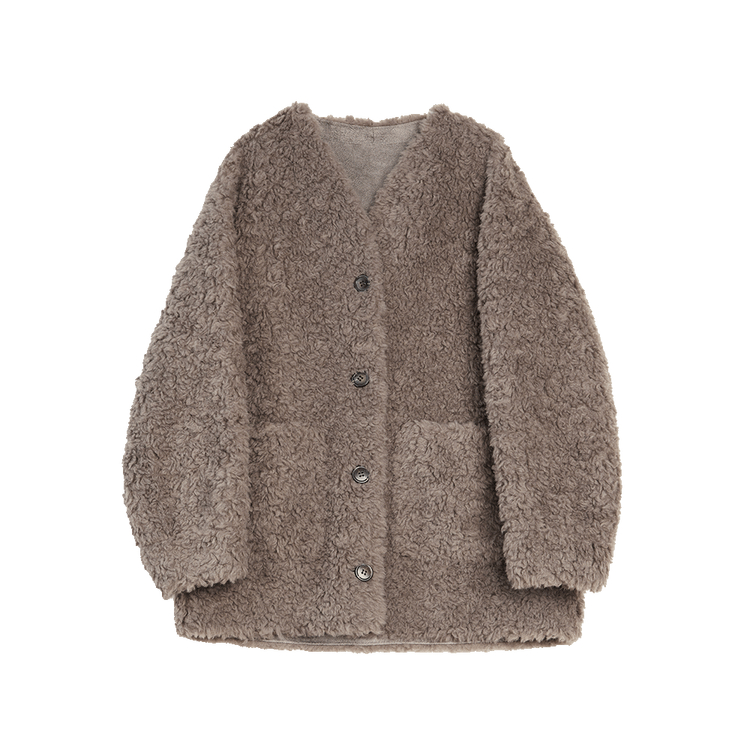 

ELLE Вельветовая куртка женская серо-коричневая с V-образным вырезом утепленная