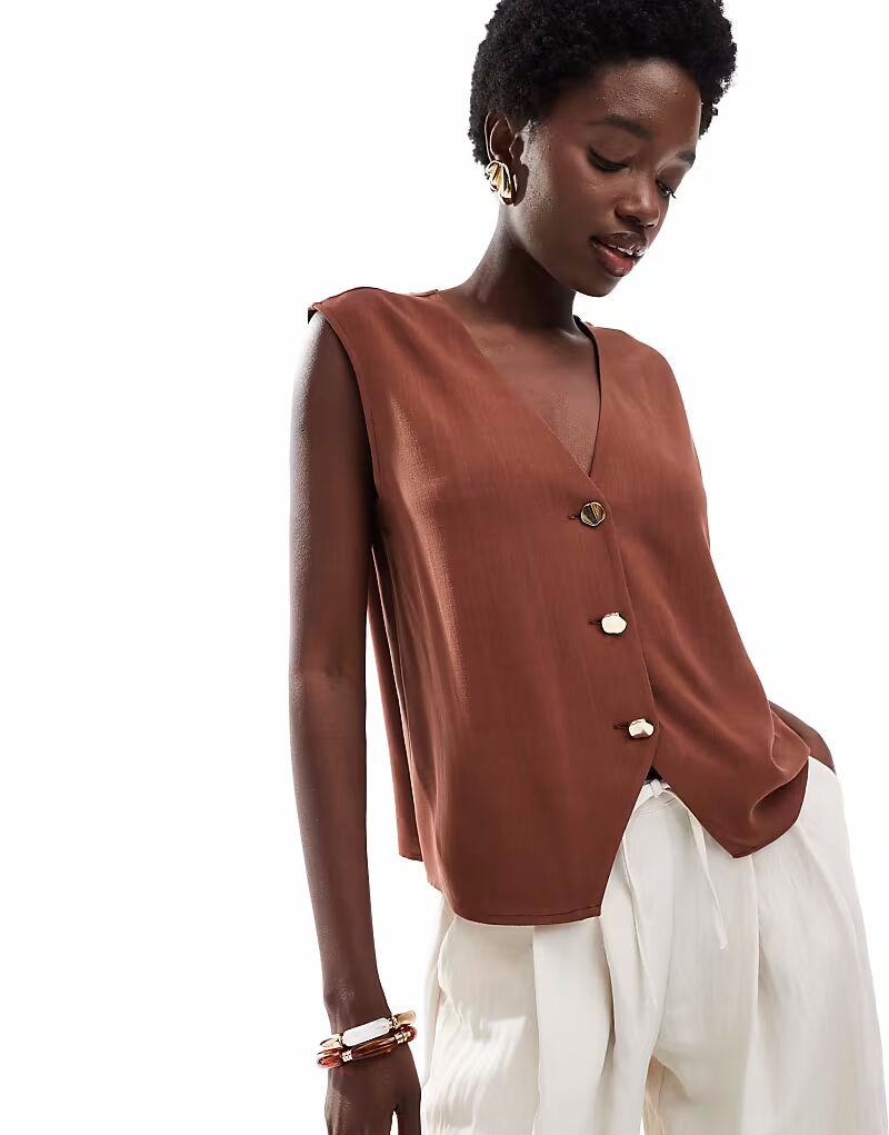 

Топ свободного кроя ASOS DESIGN коричневого цвета
