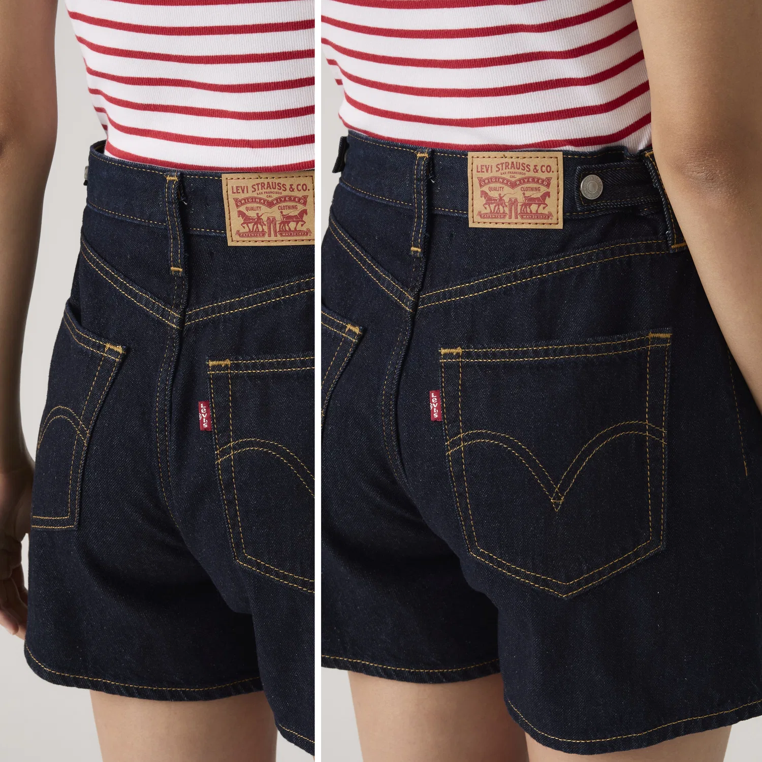 Легкие женские шорты средней длины с затяжкой Levi's, Dark Wash — фото 3