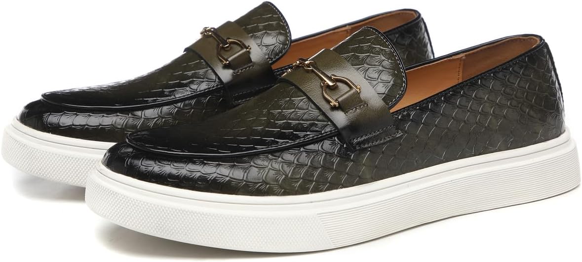 

Мужские слипоны Santimon с плетеным верхом, кожзам, носок-мокасин, туфли для вечеринок и торжеств, зеленый