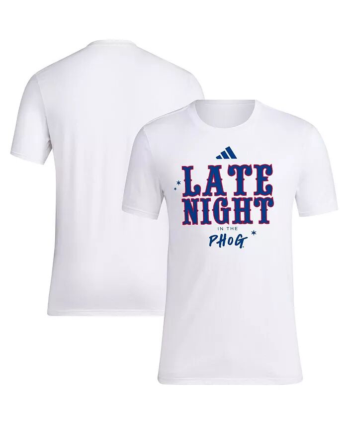 

Мужская белая футболка Kansas Jayhawks Late Night in the Phog adidas
