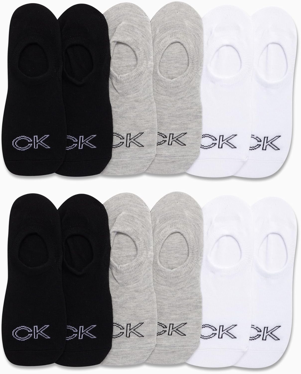 Женские носки Calvin Klein Liner Socks - 12 пар легких хлопковых носков-невидимок для женщин, Grey/White/Black — фото 2