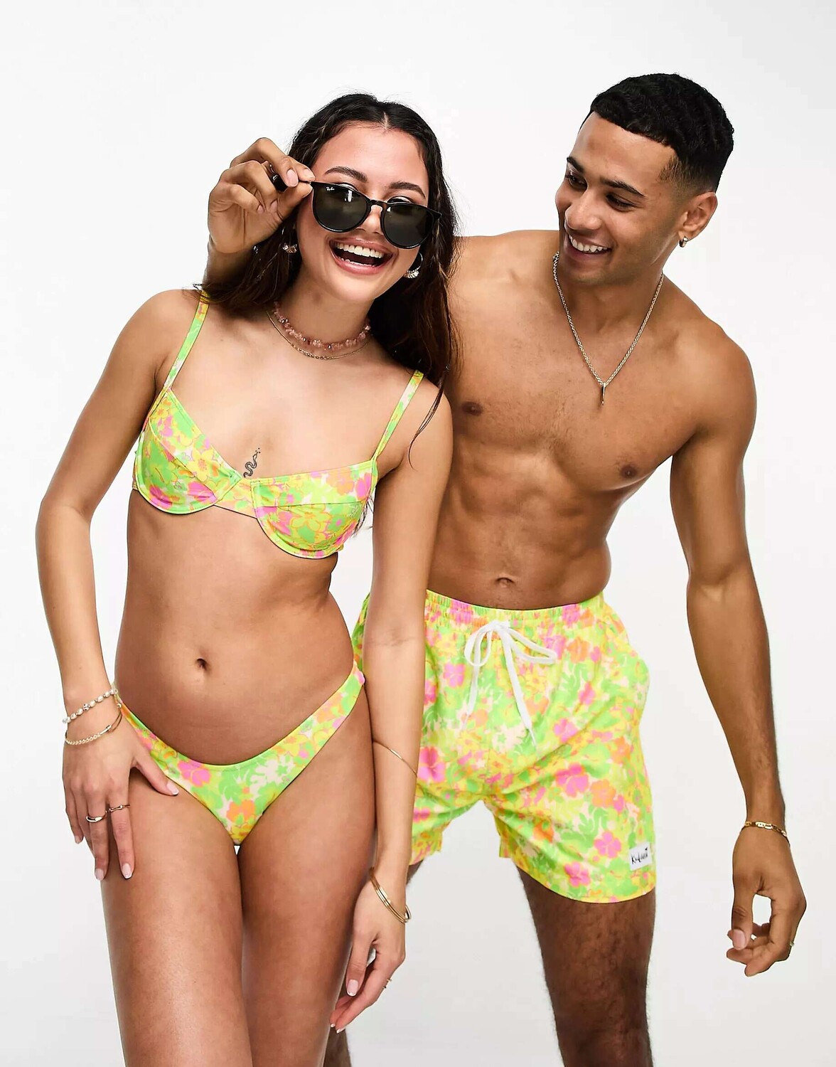 

Трусы бикини Kulani Kinis Vintage V с цветочным принтом Aloe Reef