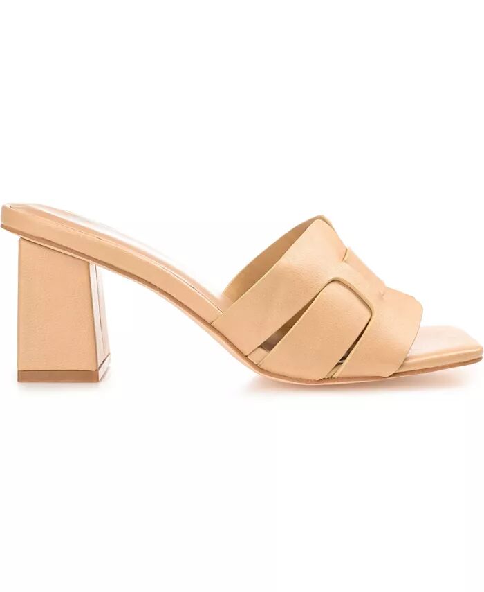 Женские босоножки Renatta Woven Block Heel Dress Sandals Journee Collection, коричневый — фото 2