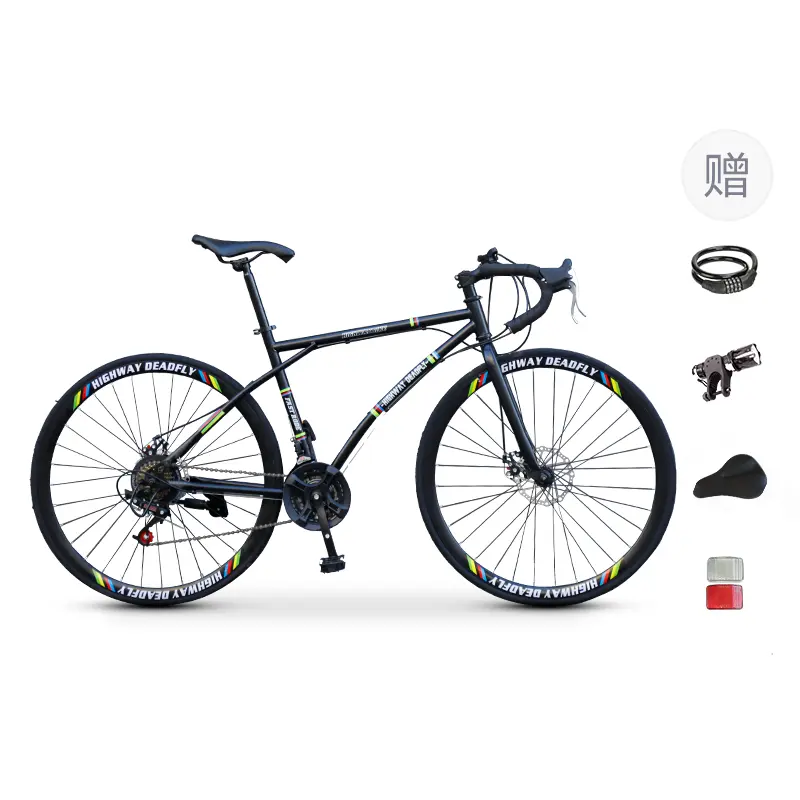 

Шоссейный велосипед с дисковыми тормозами из высокоуглеродистой стали для активного отдыха ICOLOUR, черный