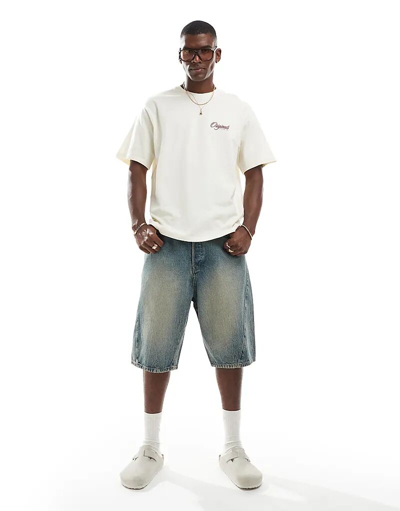 

Джинсовые шорты Jack & Jones Ron с отделкой швов, средне-синего цвета