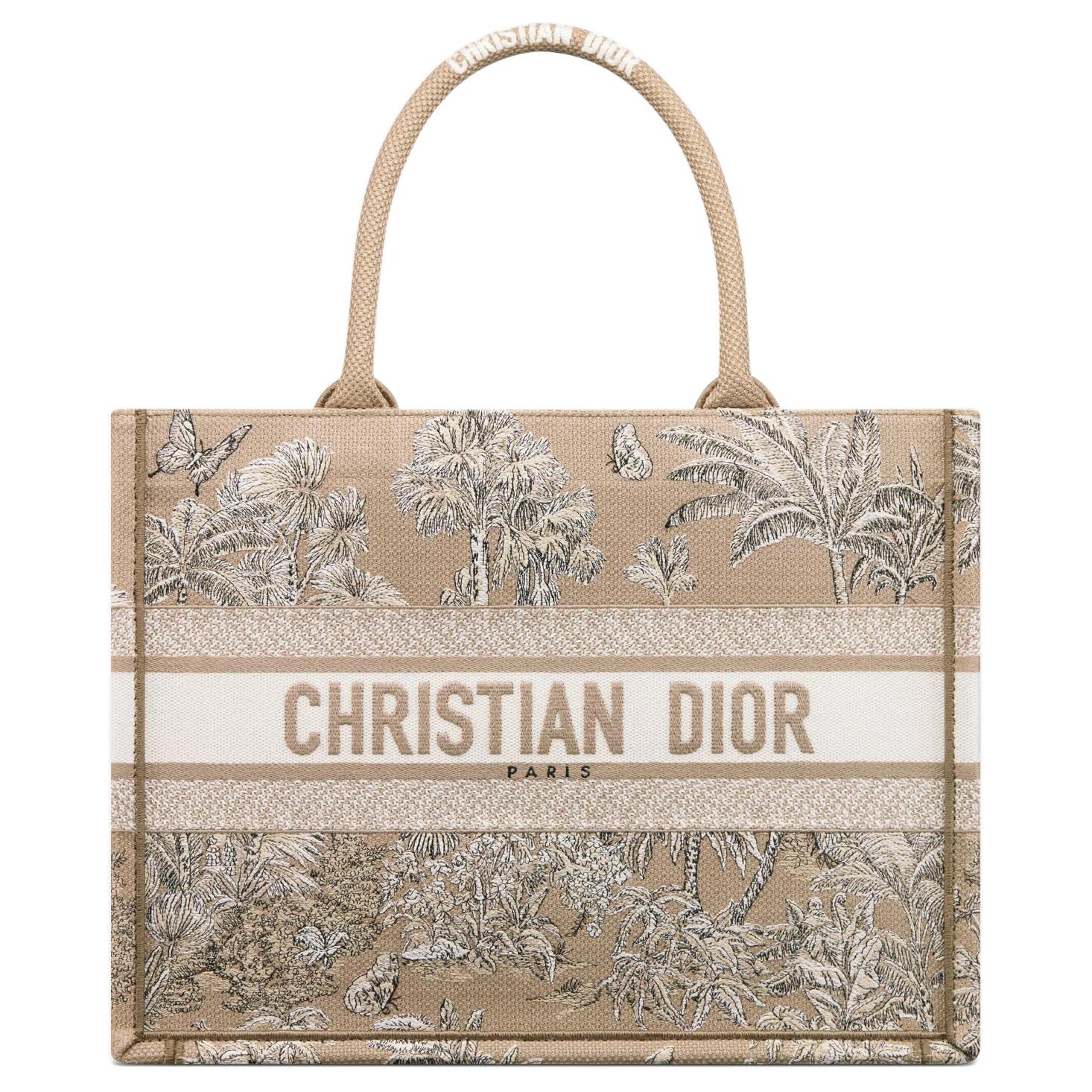 

DIOR Хлопковая сумка среднего размера для женщин ecru и brown