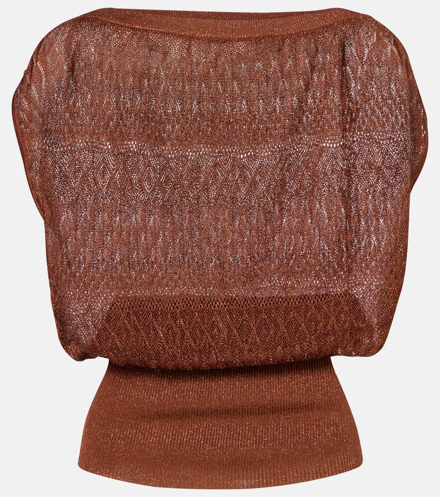 

Пробуждающая топ с ламе и кружевом Zimmermann, Metallic Mocha