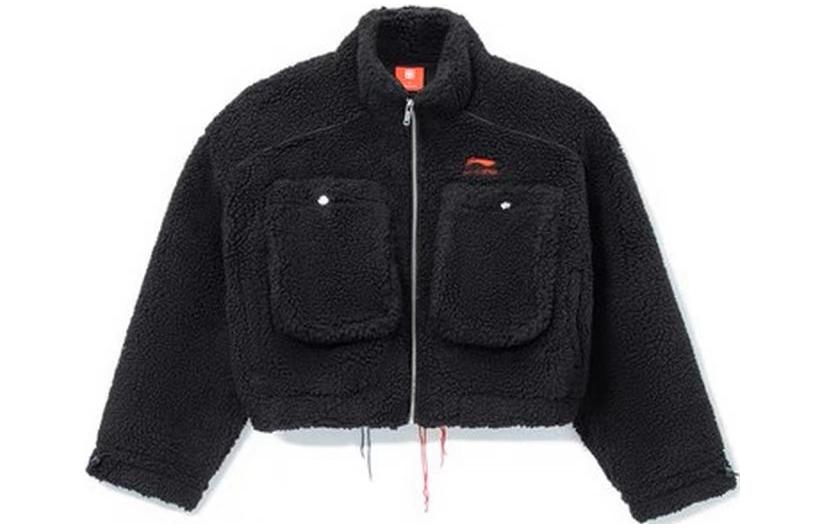 

Женская бархатная куртка из коллекции Li Ning Sports Basketball, черная, с воротником-стойкой, средней высоты