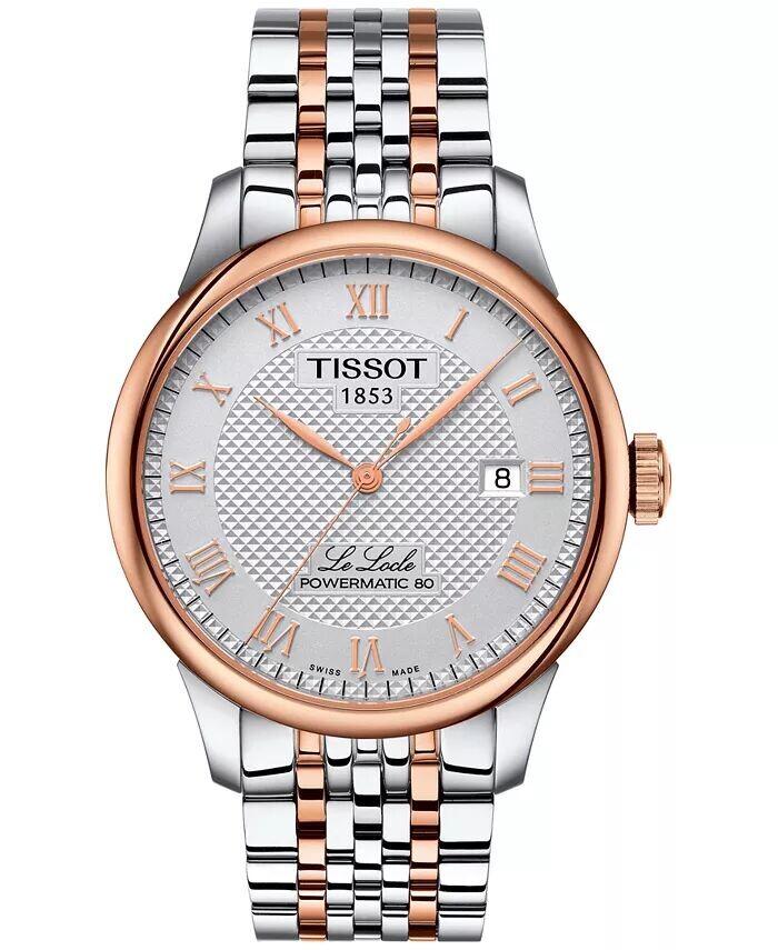 

Мужские швейцарские автоматические часы Le Locle с двухцветным браслетом из нержавеющей стали, 39 мм Tissot