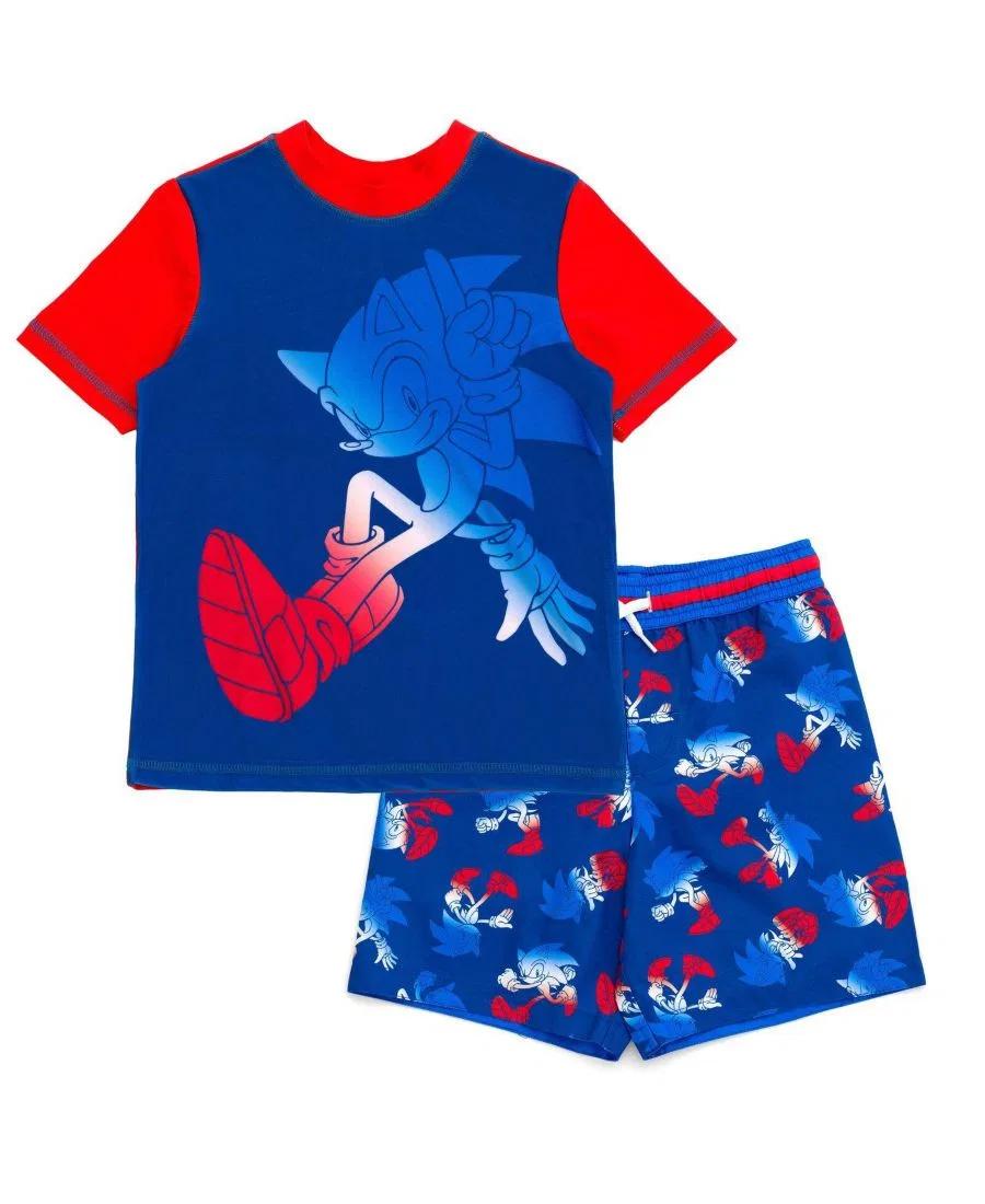 Комплект из рашгарда и плавок Sonic The Hedgehog, Sonic Navy Red