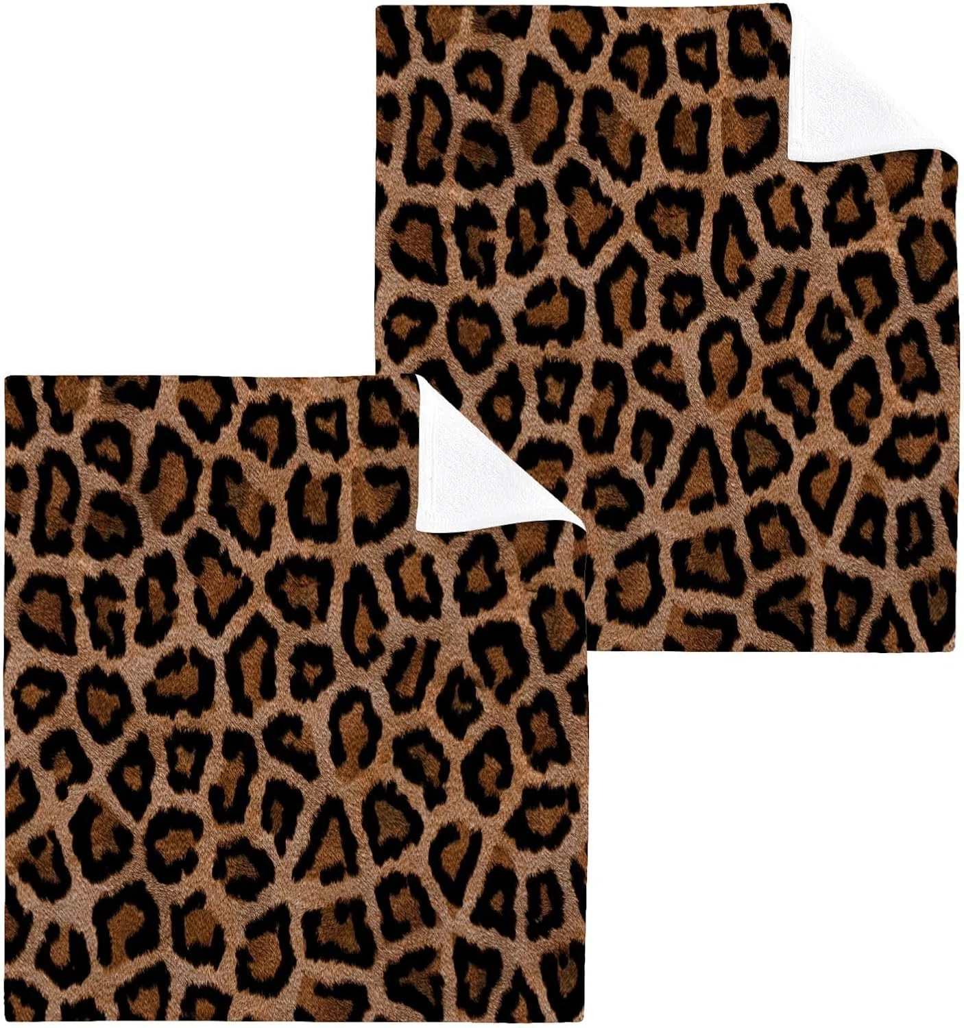 Набор полотенец для лица, ISAOA, 6 шт, 31x31 см, Leopard Print