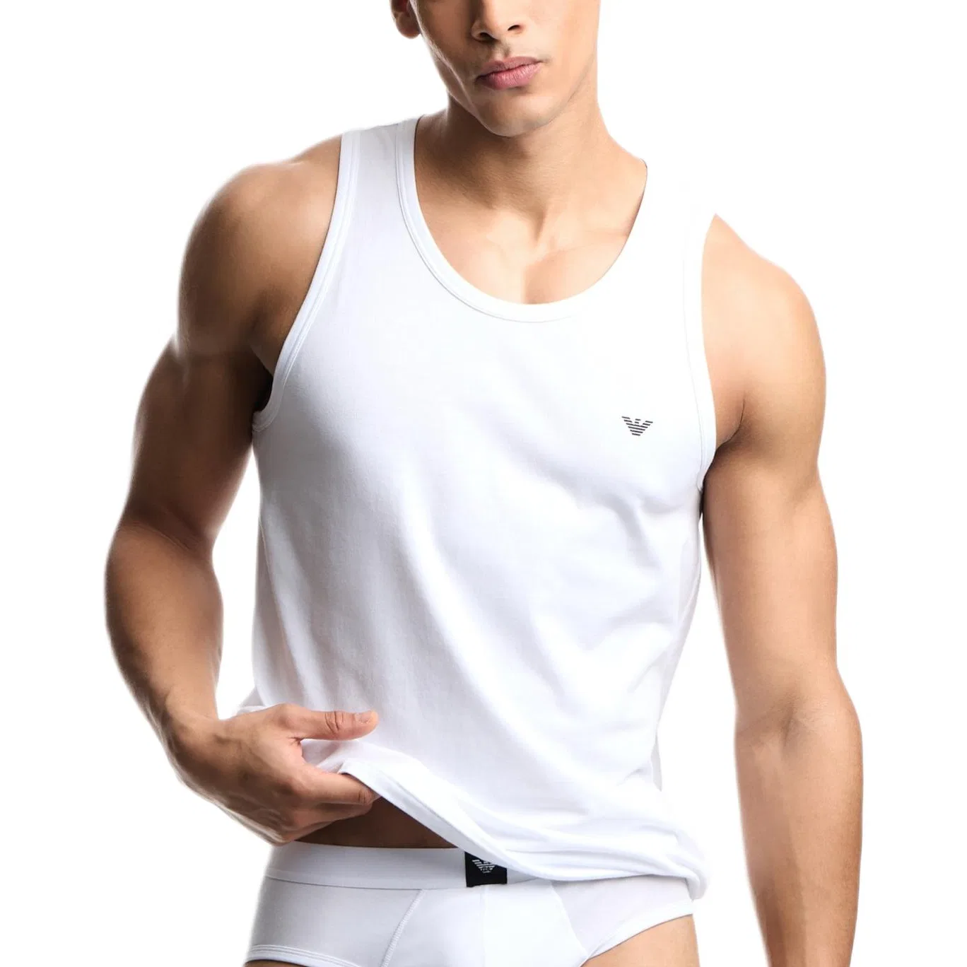 Майка мужская, хлопковая, EMPORIO ARMANI, White — фото 3