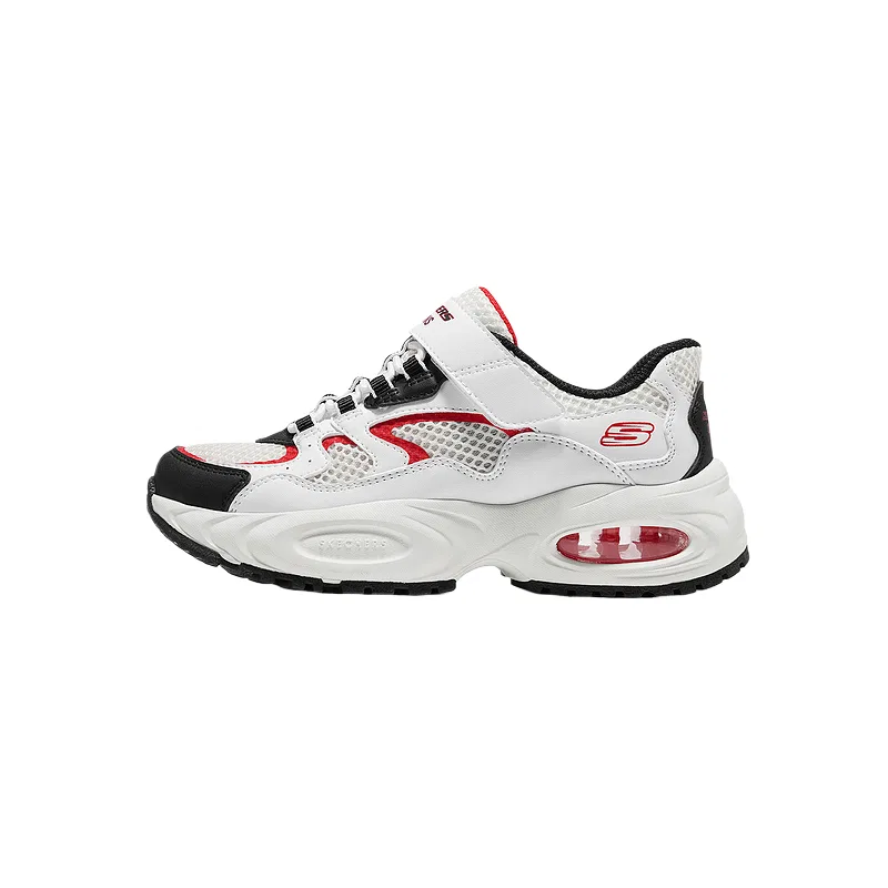 Детские повседневные кроссовки с кожаным верхом и сеткой Skechers, White/Charcoal Gray WBKR