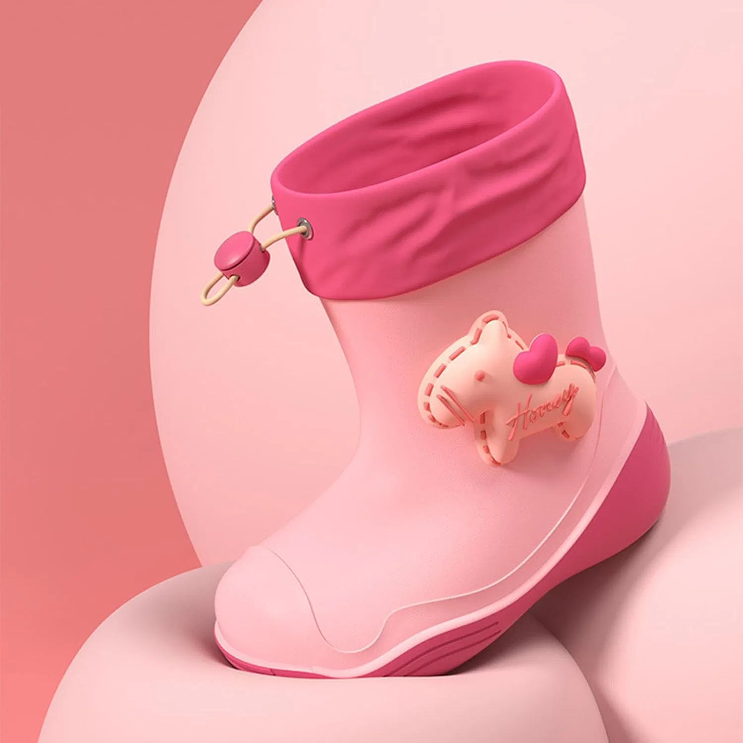 Детские сапоги дождевые для мальчиков и девочек IWIHMIV, Pink — фото 3