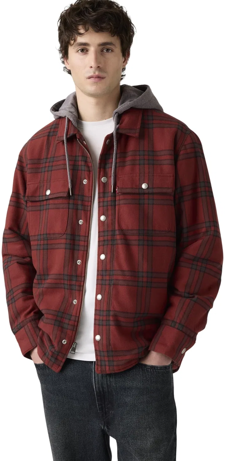 Мужская куртка на флисе с фланелевой отделкой Francisco Levi's, Colt Plaid Russet Brown - Browns — фото 3