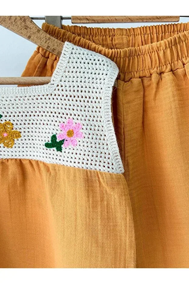 Детские шорты для девочек с вышивкой Yess Butik, Orange — фото 3